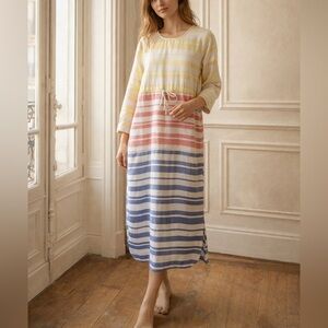 Tuckernuck Pomander Place Cleo Stripe Sunset Coastal Preppy Tie Waist Midi Dress